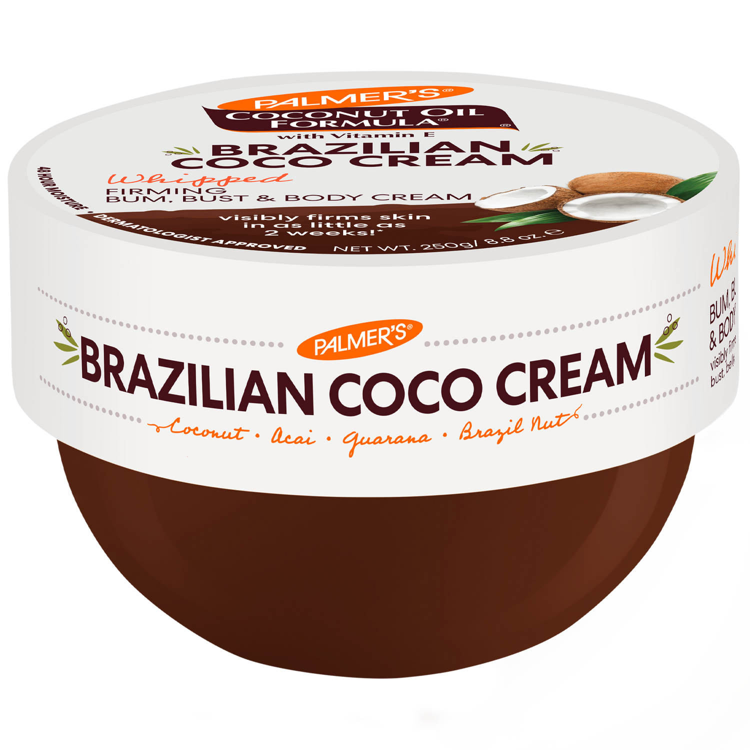 Jar of Palmer's Brazilian Coco Cream on a white background