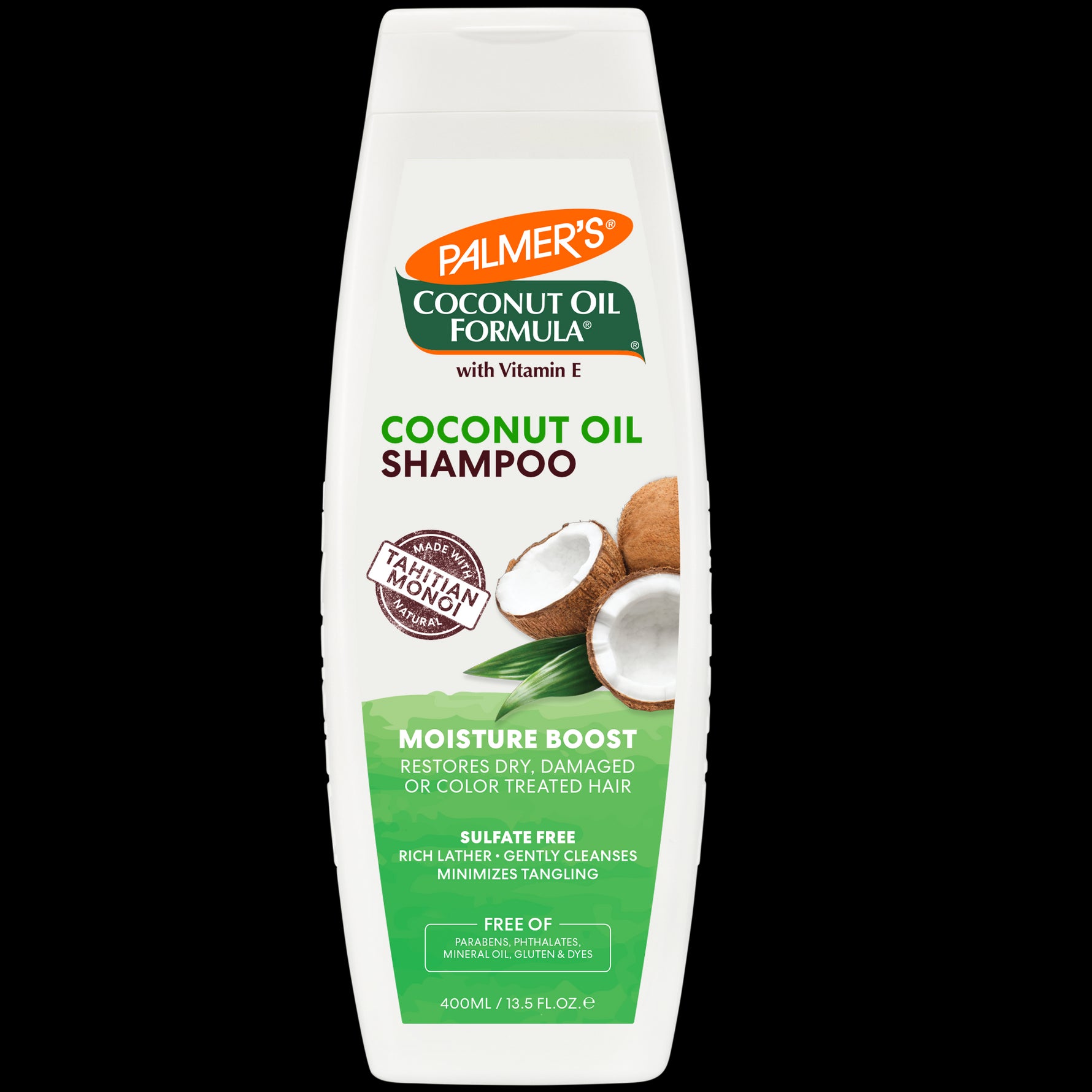 Palmer’s Coconut Oil Shampoo bottle, for moisture boost and hair repair.