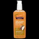 Palmer's Shimmer Radiance Body Oil, golden bottle with shimmer effect.