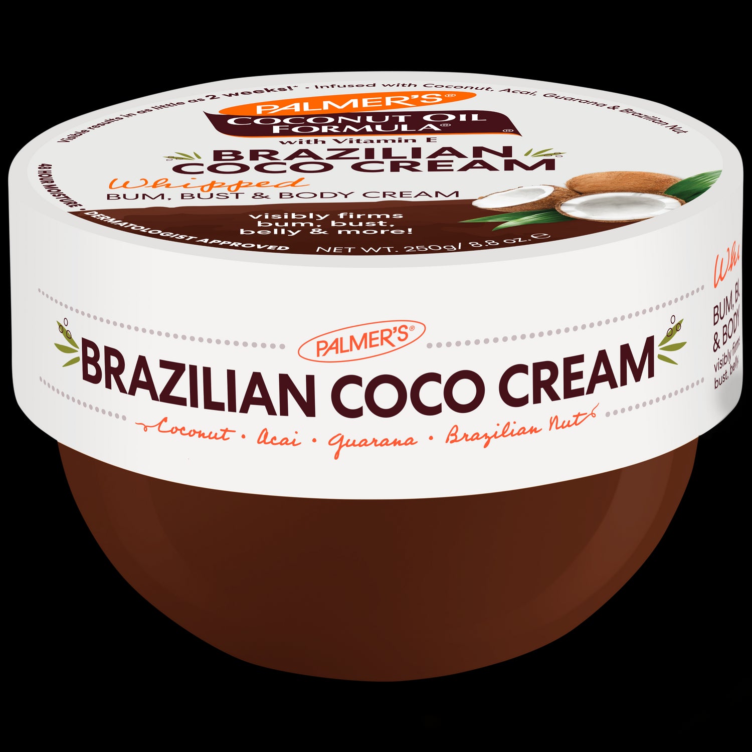Palmer’s Brazilian Coco Whipped Bum, Bust & Body Cream jar.