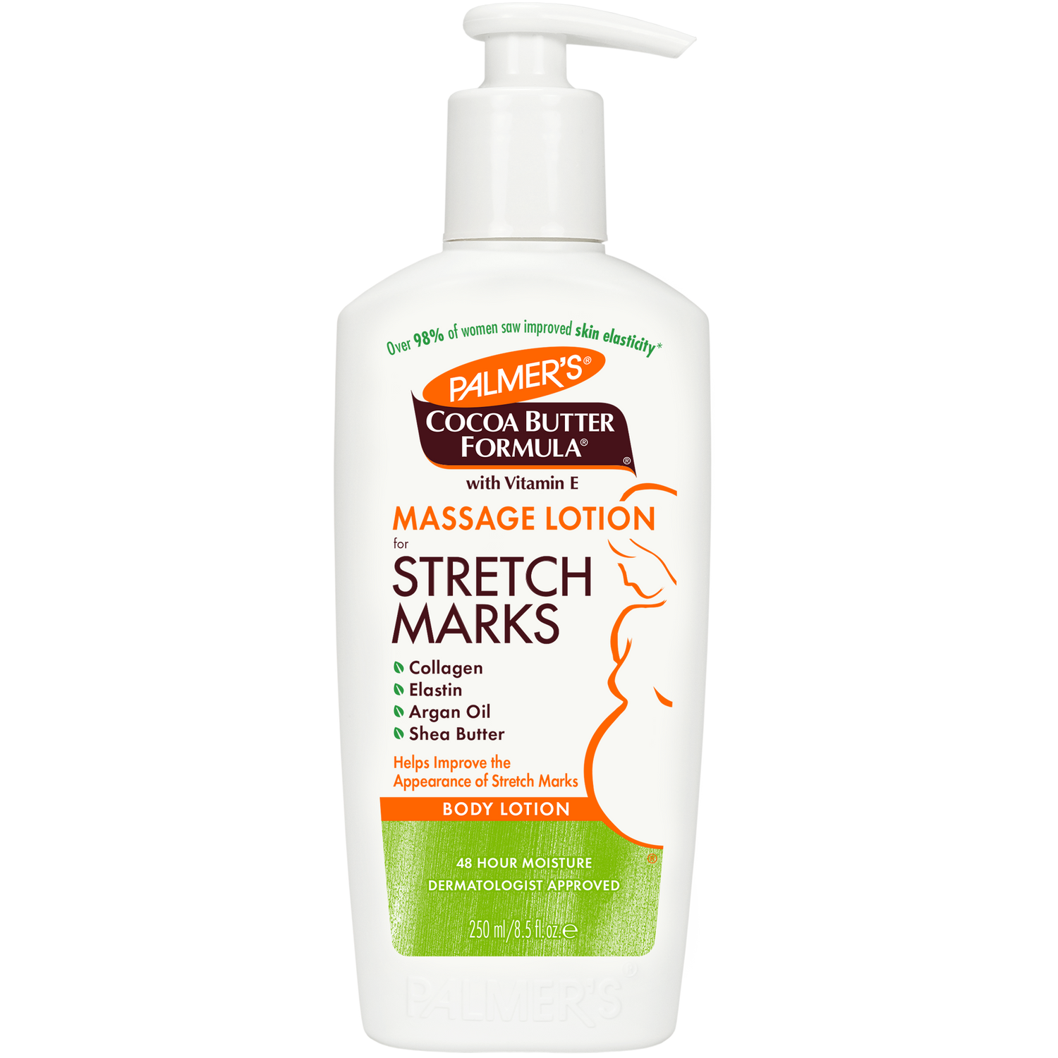 Cocoa Butter Massage Lotion for Pregnancy Stretch Marks, 250 ml bottle.