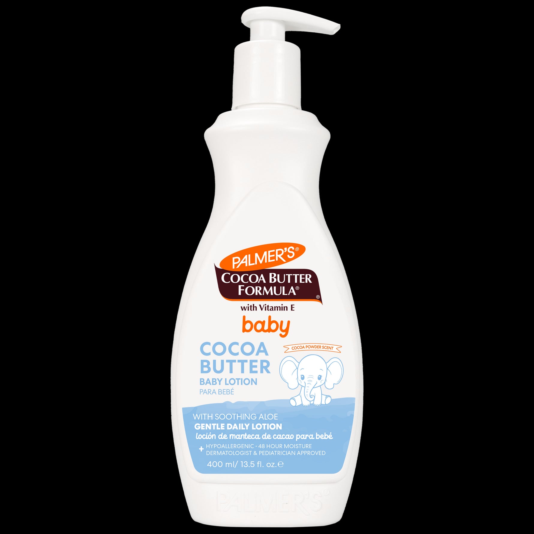 Palmer’s Cocoa Butter Baby Lotion, 400 ml pump bottle.