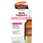 Palmer's Cocoa Butter Formula Skin Therapy Face Oil in a 30 ml box with a dropper bottle shown on the front, featuring white, pink, brown, and orange packaging.