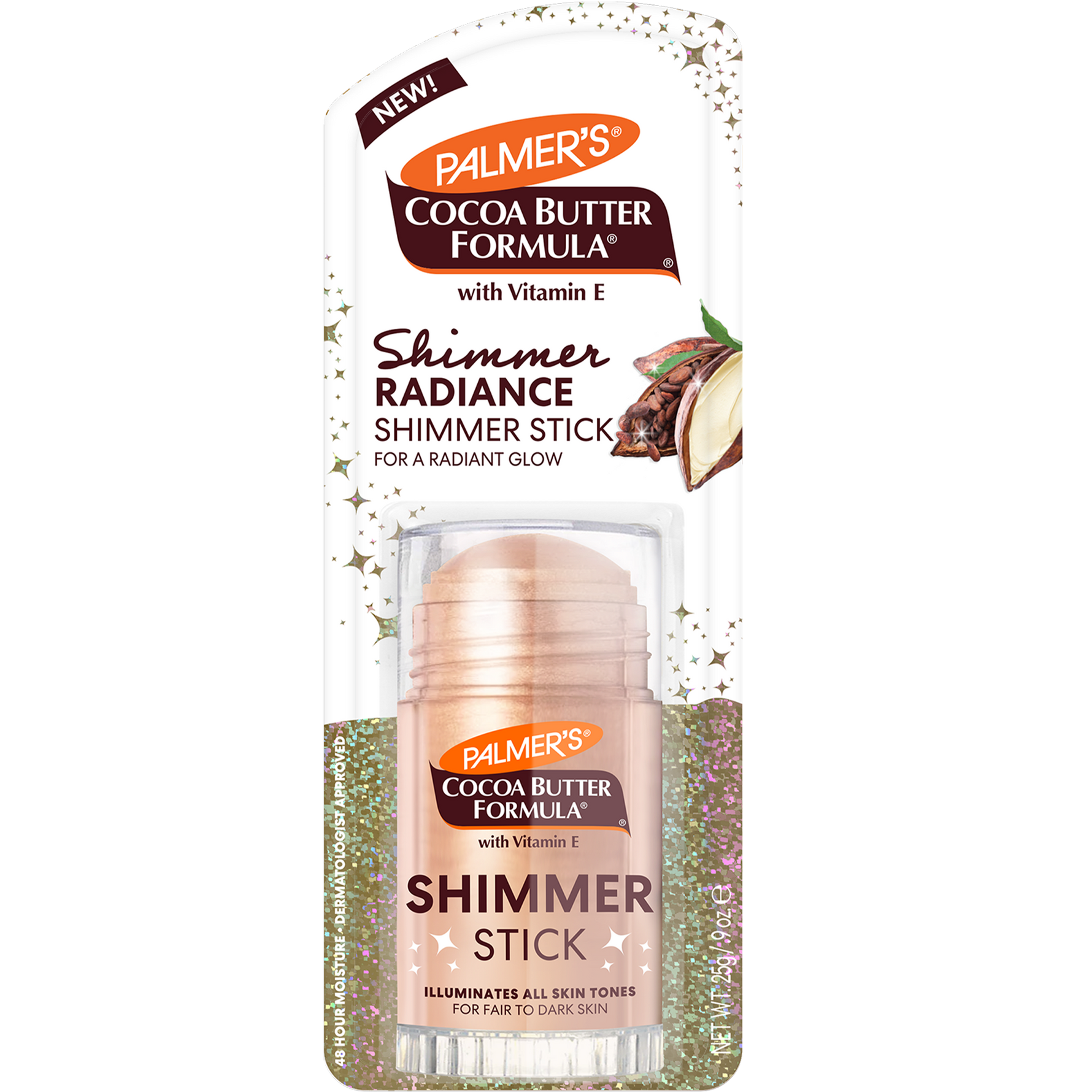 Palmer's Cocoa Butter Formula Shimmer Radiance Stick packaging on a white background