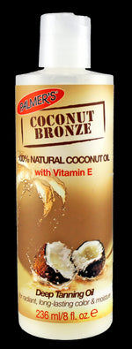 Palmer’s Coconut Bronze Deep Tanning Oil bottle with label details.