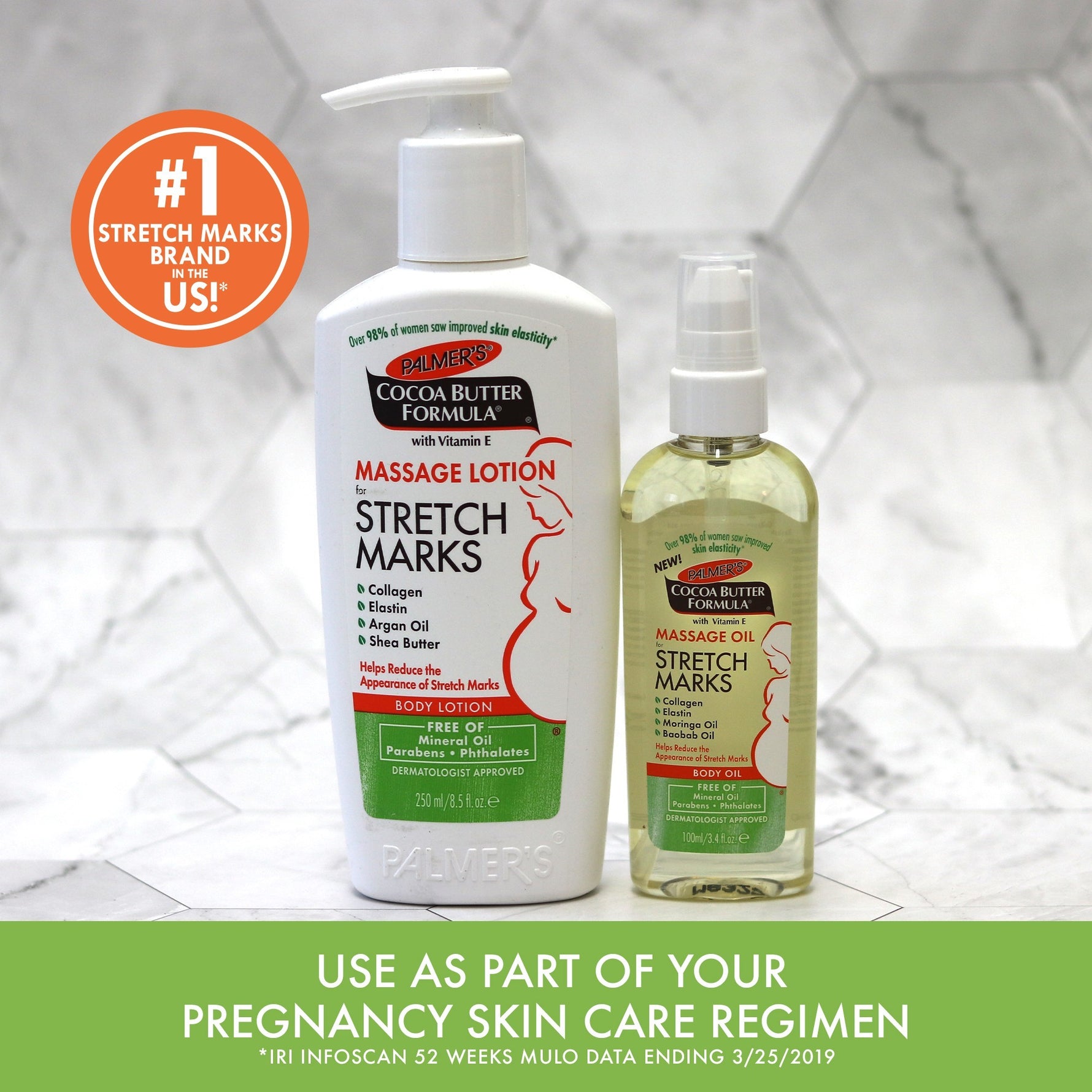 Massage Oil for Stretch Marks with collagen and moringa oils.