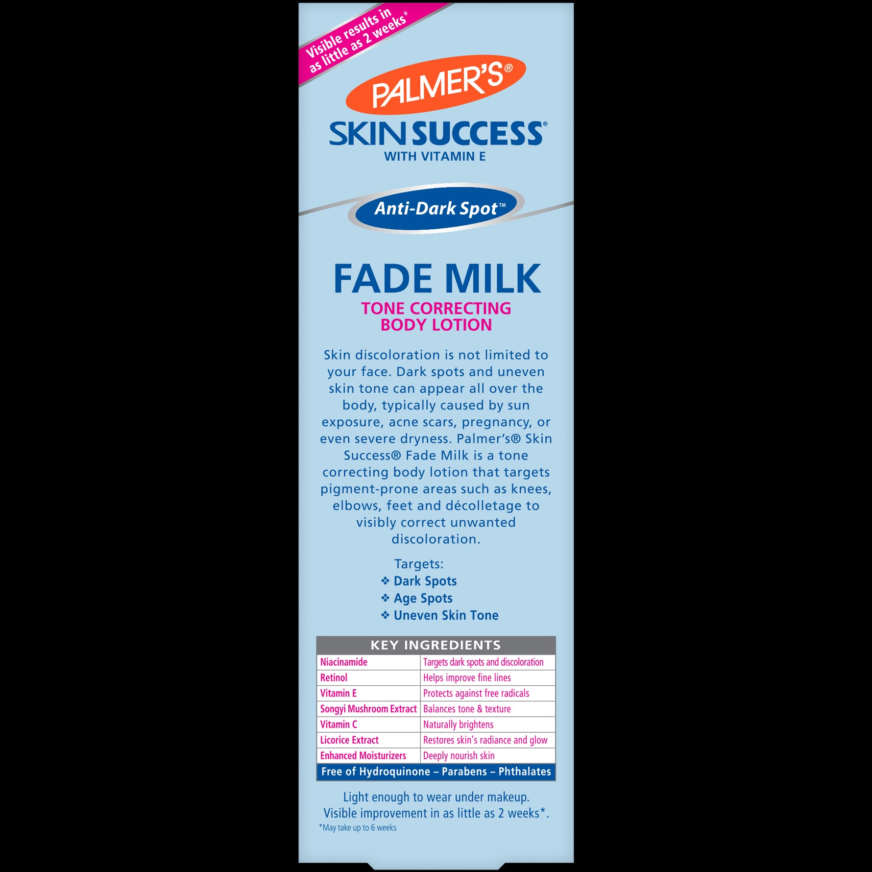 Palmer's Anti-Dark Spot Fade Milk Lotion front panel.