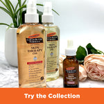 Cocoa Butter Skin Therapy Oil Rosehip with Vitamin E bottles display.