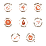 Cocoa Butter Skin Therapy Oil Rosehip badges: Mineral Oil Free, Paraben Free.