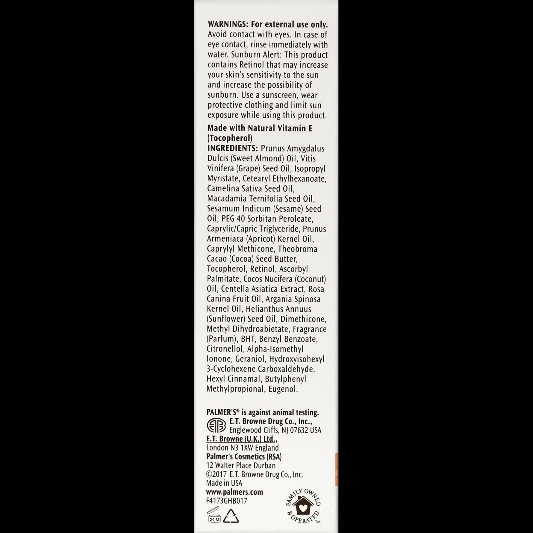 Skin Therapy Skincare Bundle back label, showing warnings and ingredient list.