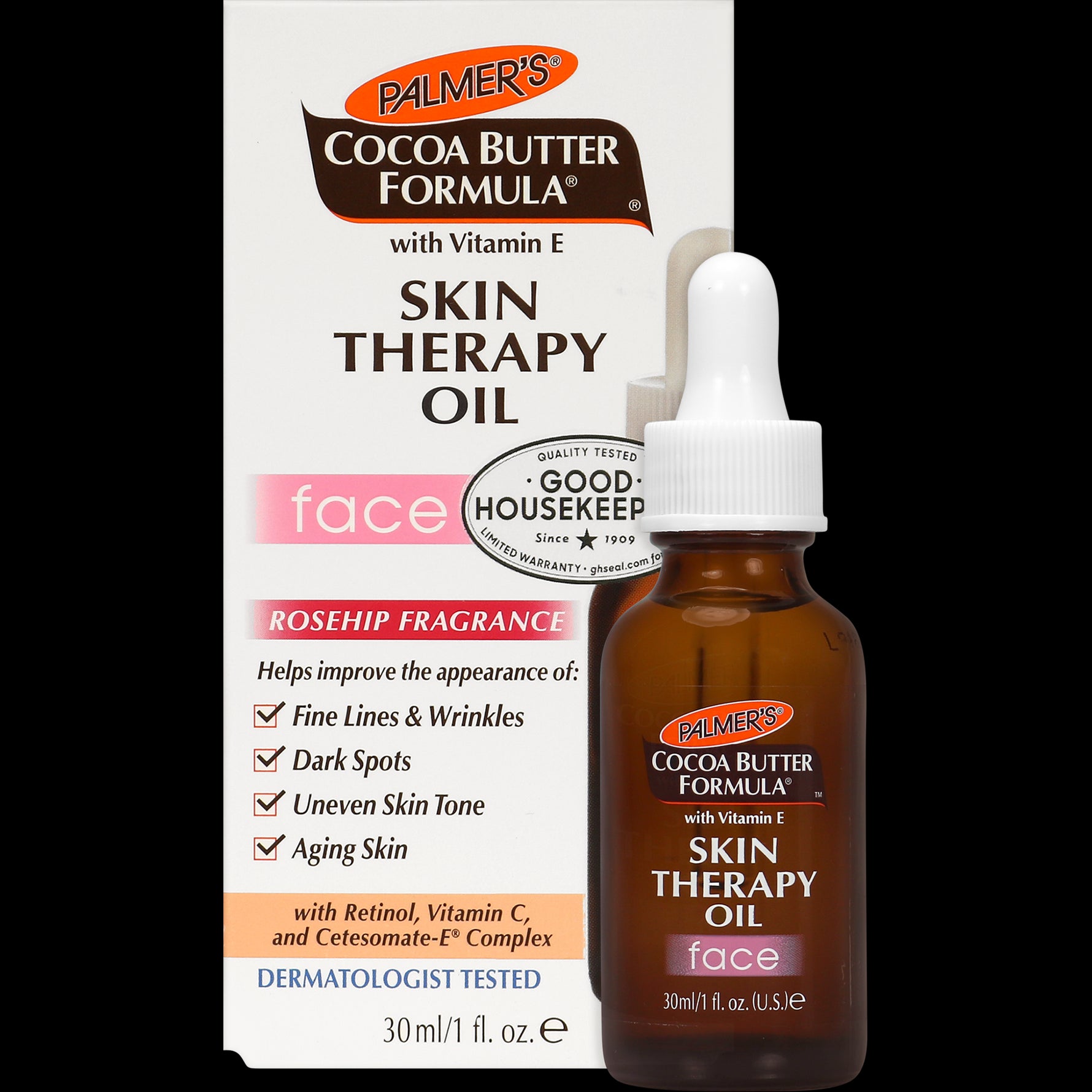 Skin Therapy Skincare Bundle: Palmer’s Cocoa Butter Formula Oil, 30 mL bottle.