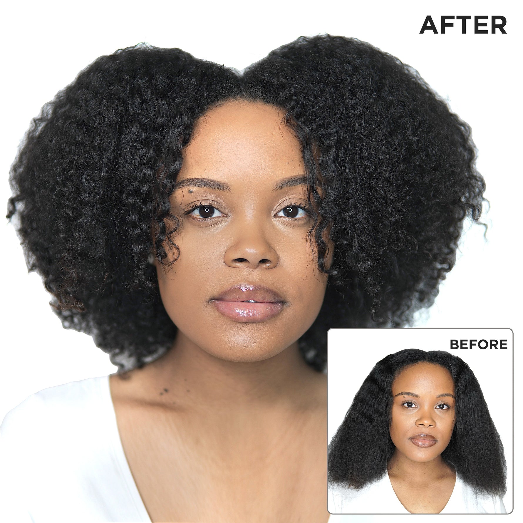 Before-and-after results using Moisture Boost Deep Conditioner.