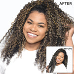 Before & after shot highlighting Cocoa Butter Deep Conditioner results.