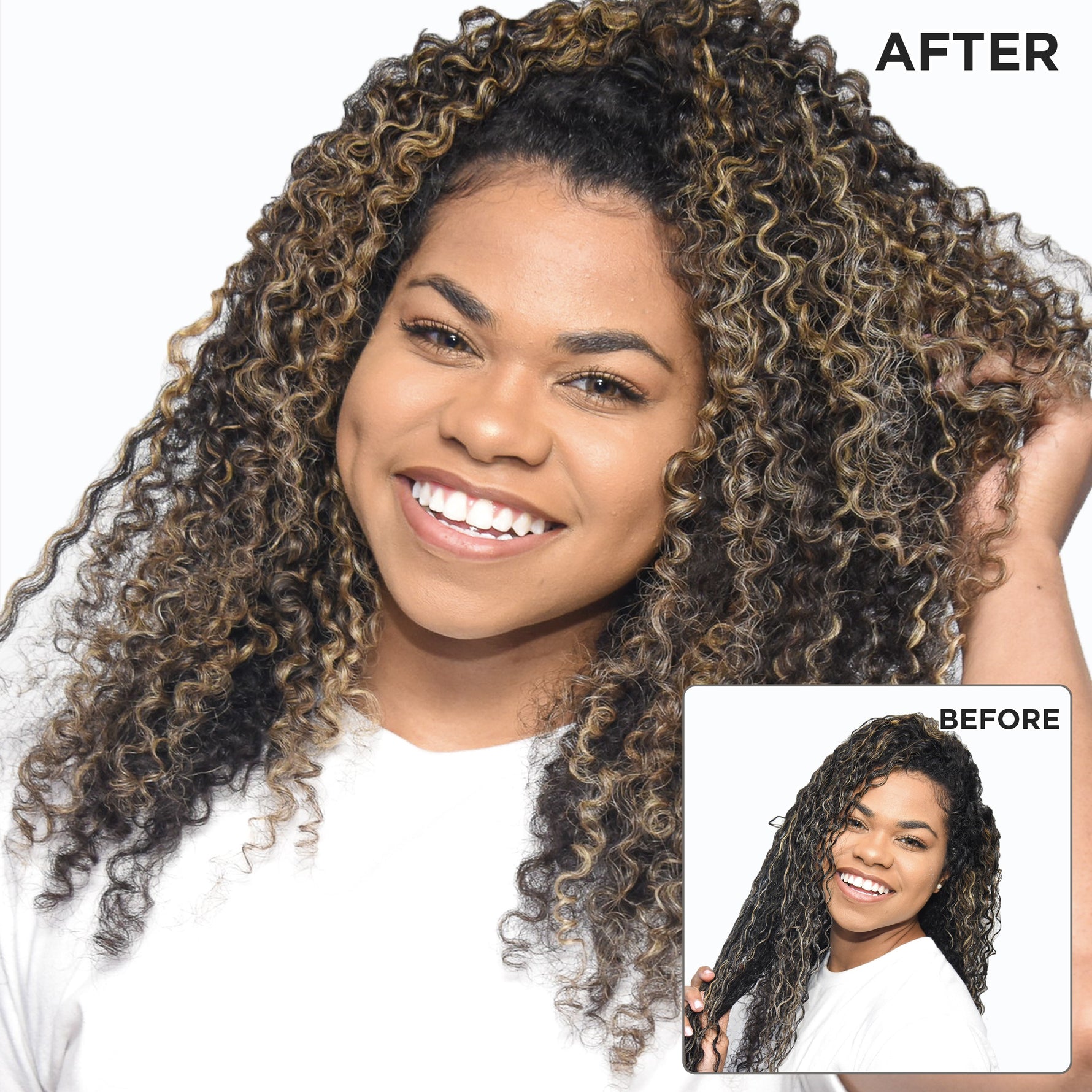 Before & after shot highlighting Cocoa Butter Deep Conditioner results.