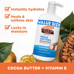 Daily Skin Therapy Cocoa Butter Body Lotion with hydrating, healing, moisture-lock claims.