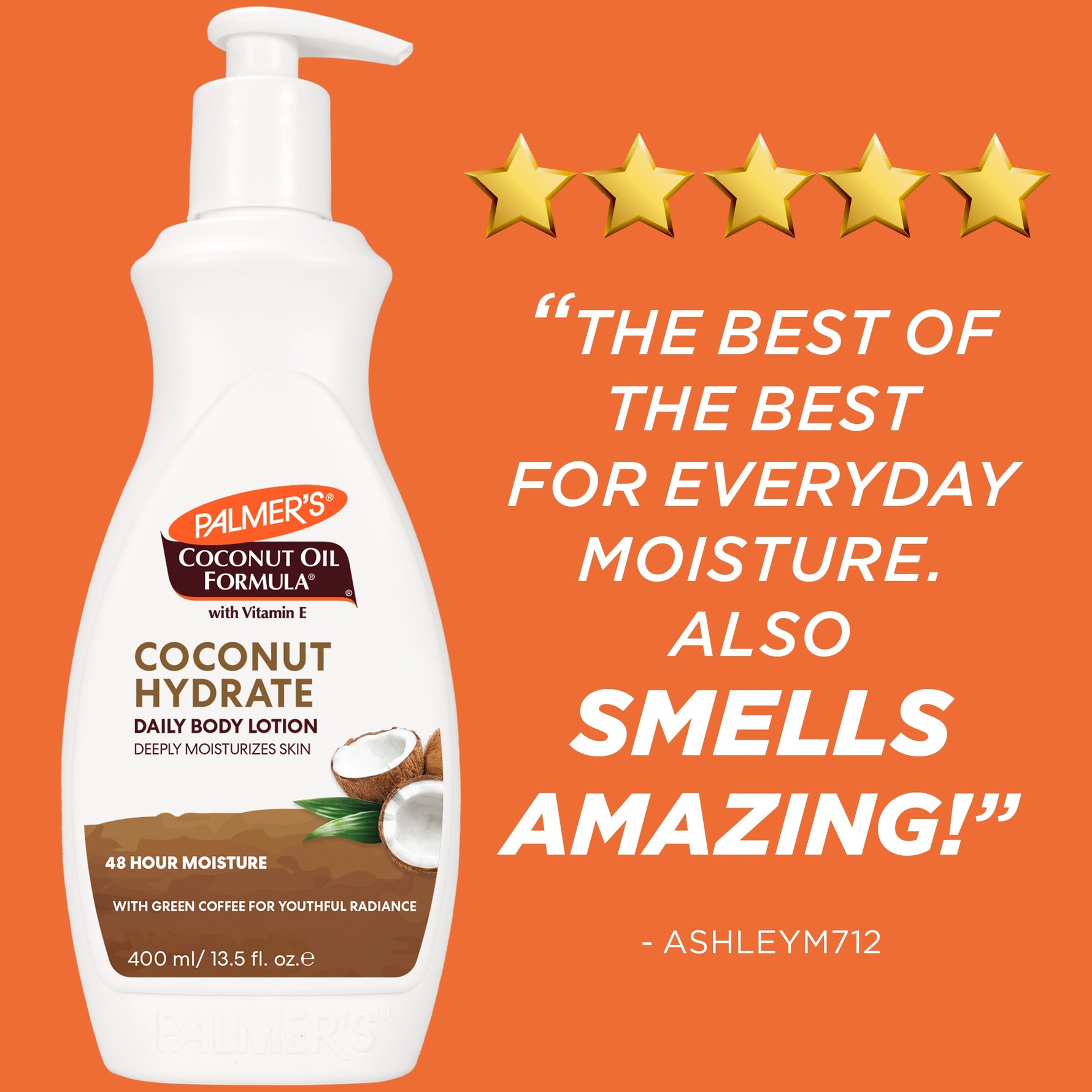 Palmer’s Coconut Hydrate Body Lotion bottle with 48-hour moisture promise.