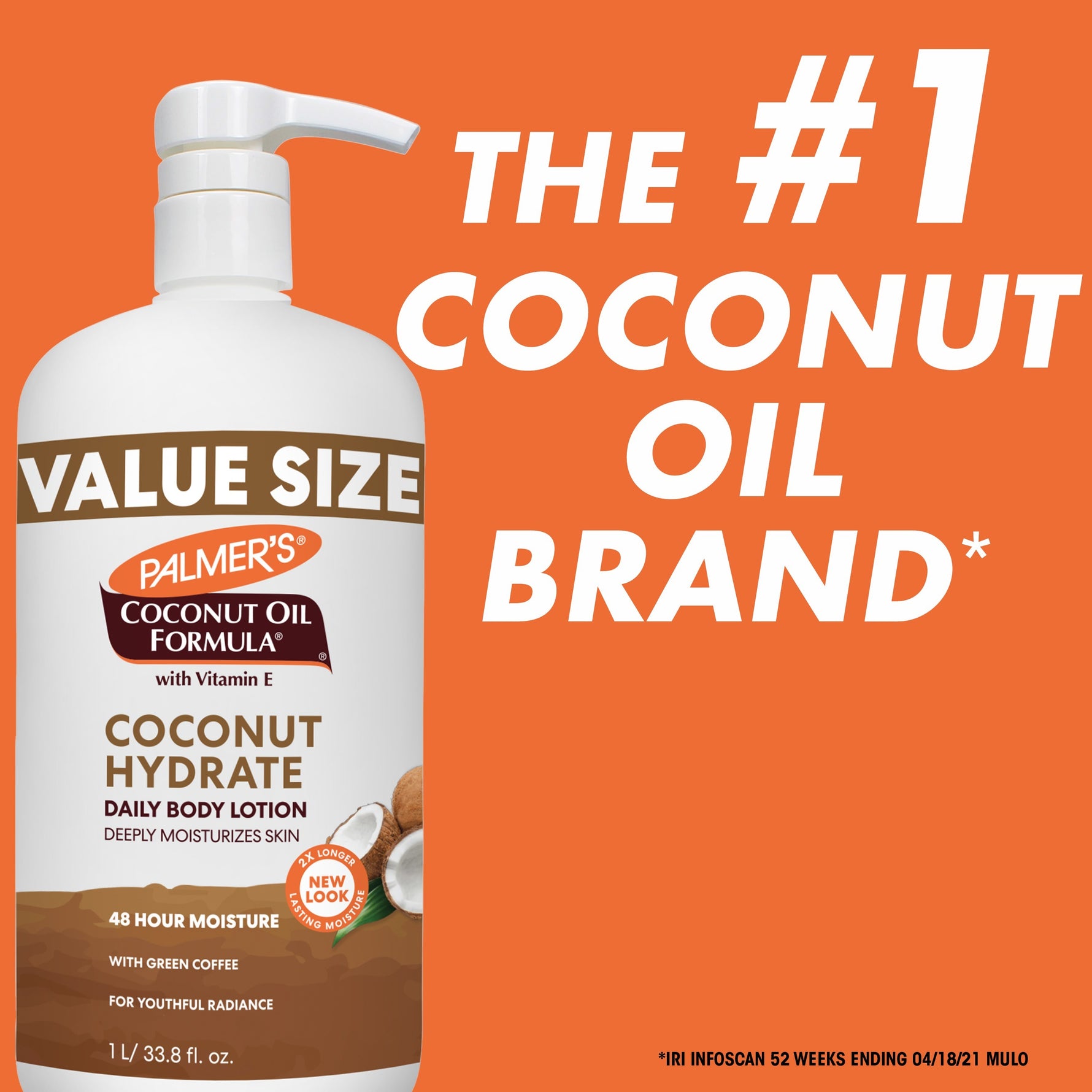 Palmer’s Coconut Hydrate Body Lotion, 1L pump bottle, deeply moisturizes.