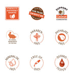 Coconut Hydrate Body Lotion ethical attribute badges grid.
