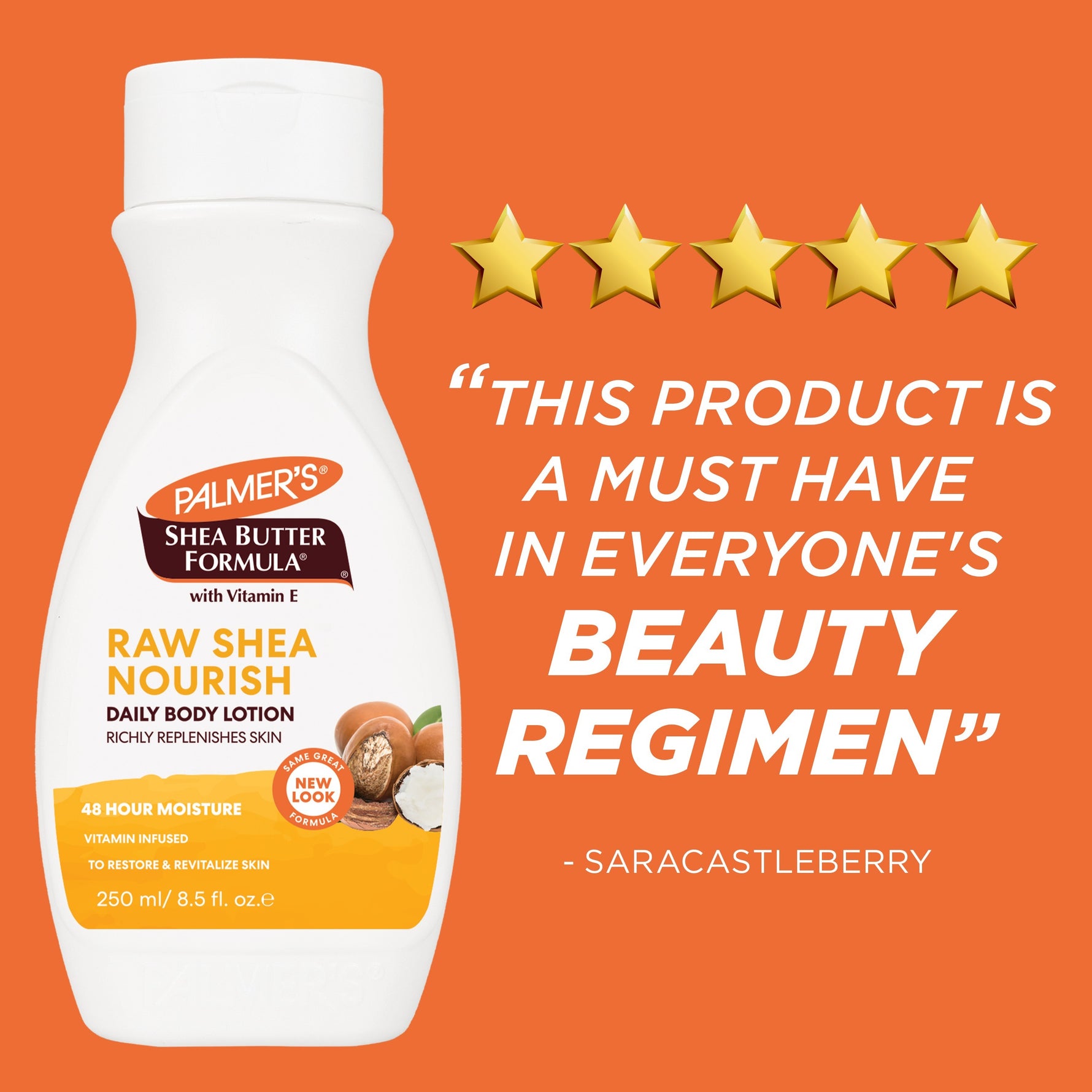 Raw Shea Nourish Body Lotion with Vitamin E, 250 ml bottle.