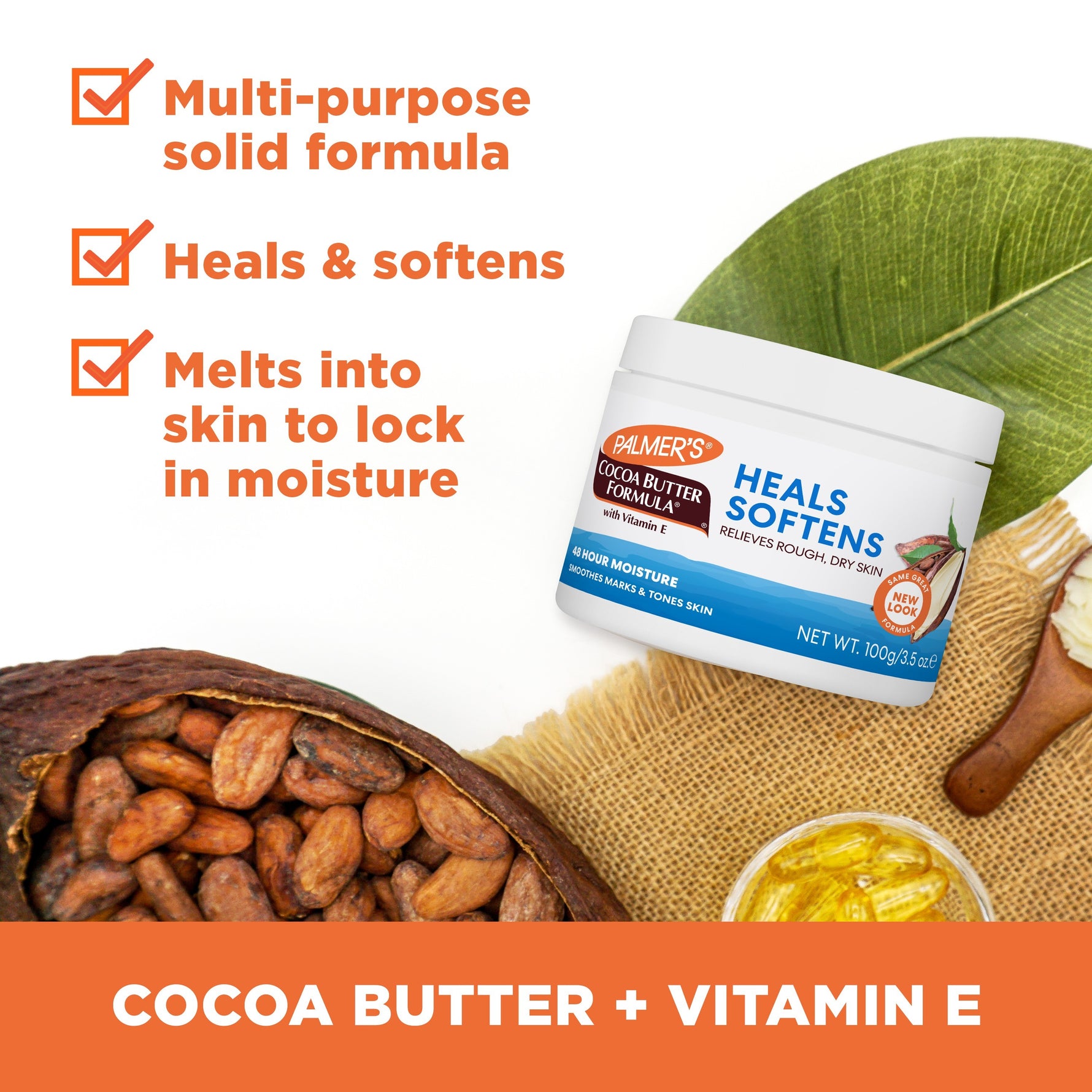 Palmer's Original Solid Jar with moisturizing Cocoa Butter and Vitamin E.