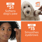 Palmer's Original Solid Jar softening dog paw and smoothing eyebrow.