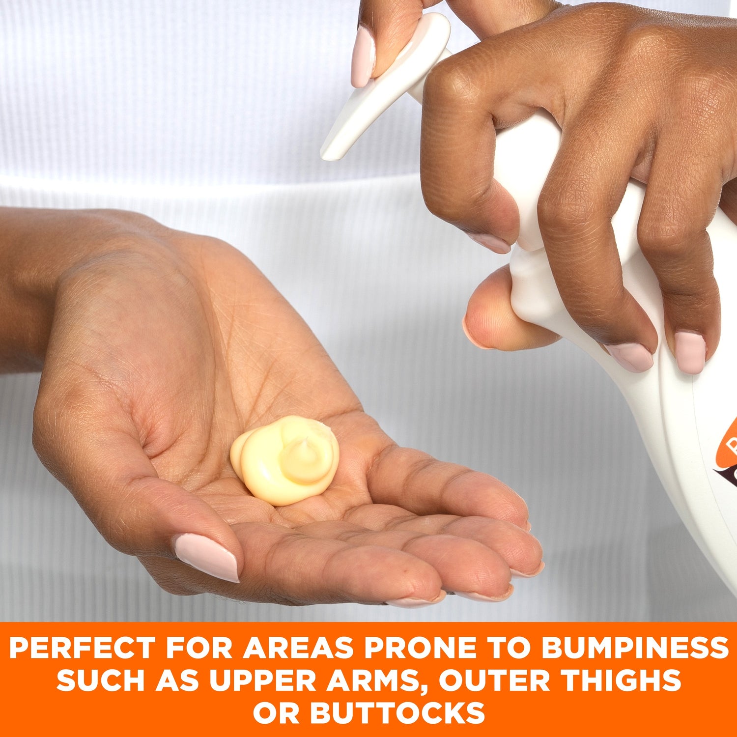Dispensing Smooth & Radiant Exfoliating Body Lotion into palm.