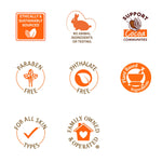 Swivel Stick with ethical, vegan, natural ingredient badges.