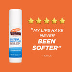 Palmer’s Swivel Stick lip balm with user praise and benefits shown.
