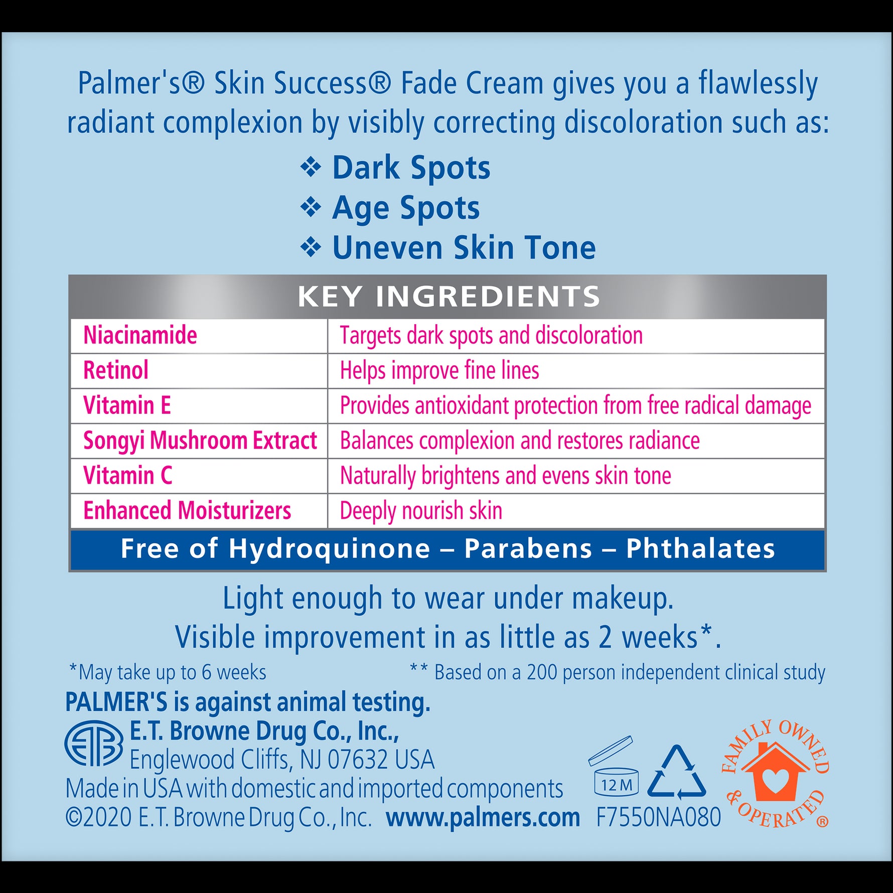 Skin Success Bundle label detailing key ingredients and benefits.