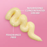 Vitamin E Concentrated Cream piped in S-shape, labeled nourishing, fragrance-free.