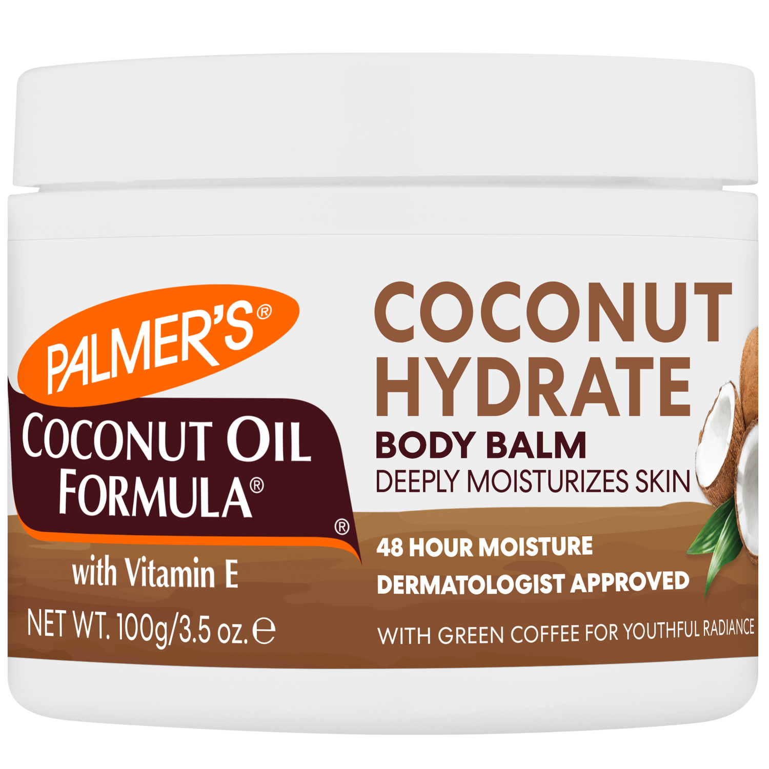 Palmer's Coconut Oil Formula body balm jar on a white background