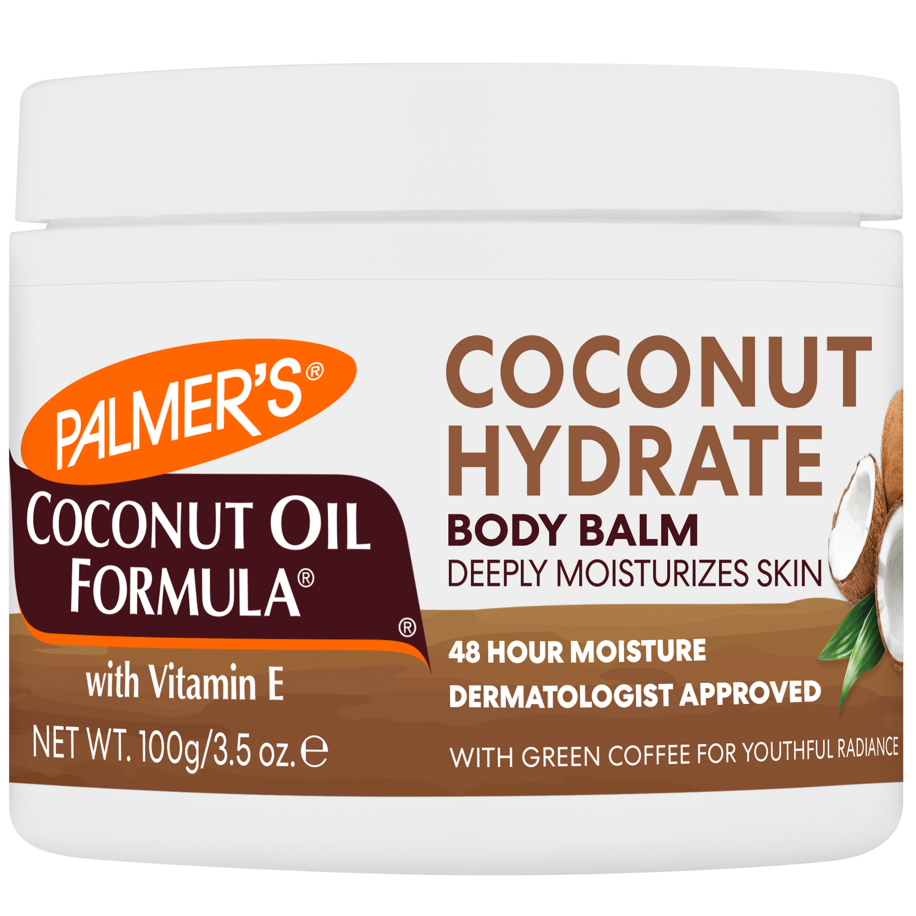 Palmer's Coconut Oil Formula body balm jar on a white background