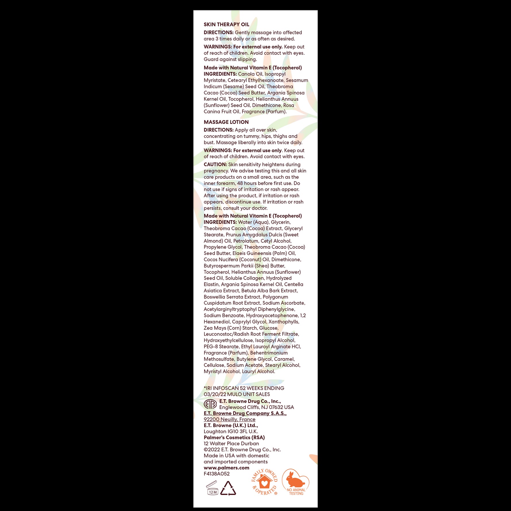 Mommy To Be Complete Stretch Mark Care Kit label detailing usage and ingredients.