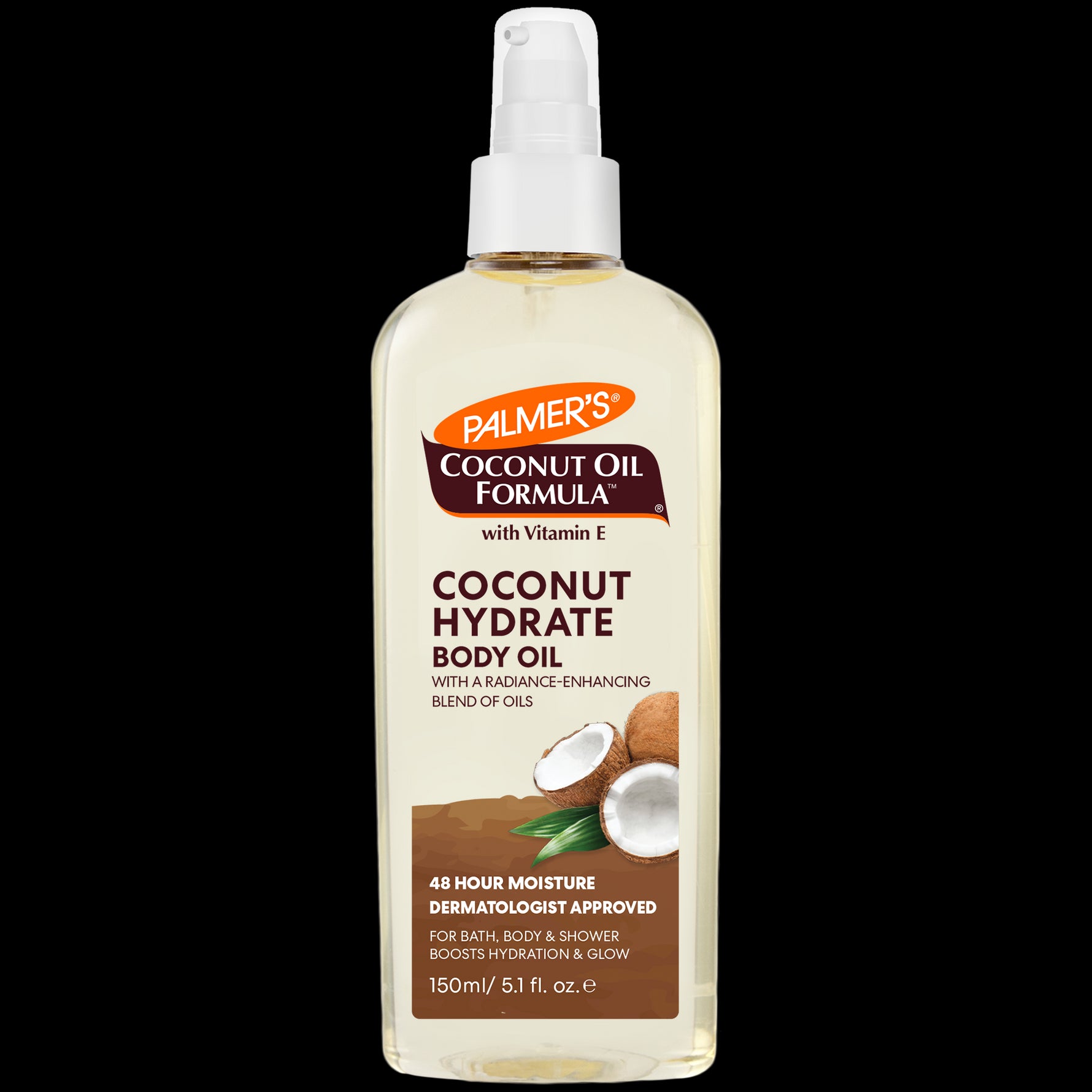 Palmer’s Coconut Hydrate Body Oil, 150 ml pump bottle.