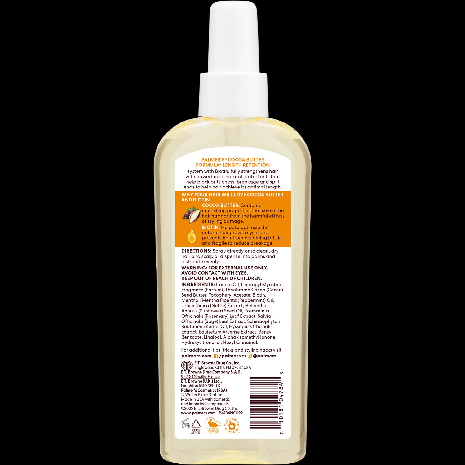 Cocoa Butter Hair & Scalp Oil back label with usage instructions.