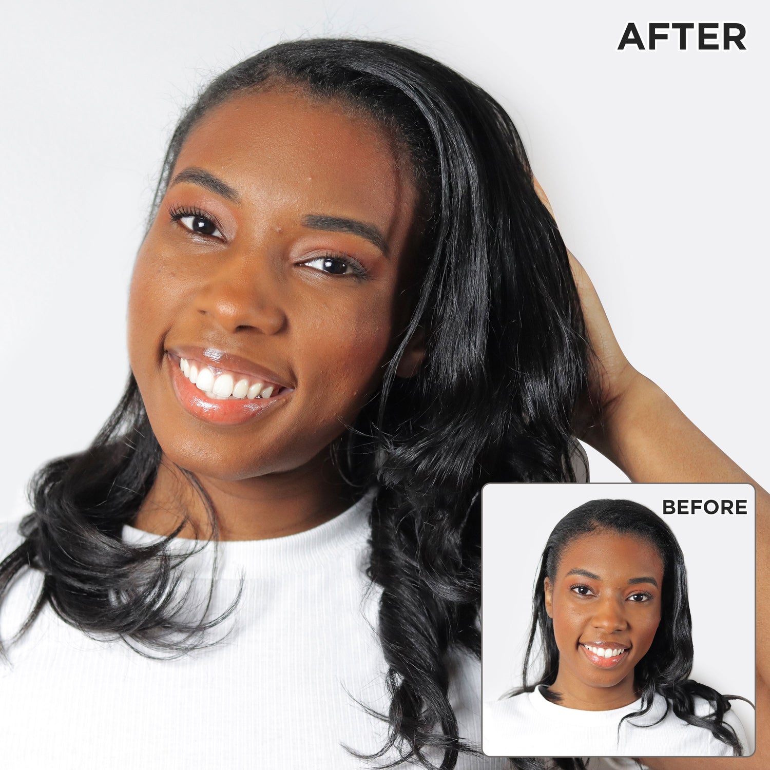 Before and after using Cocoa Butter Hair & Scalp Oil.