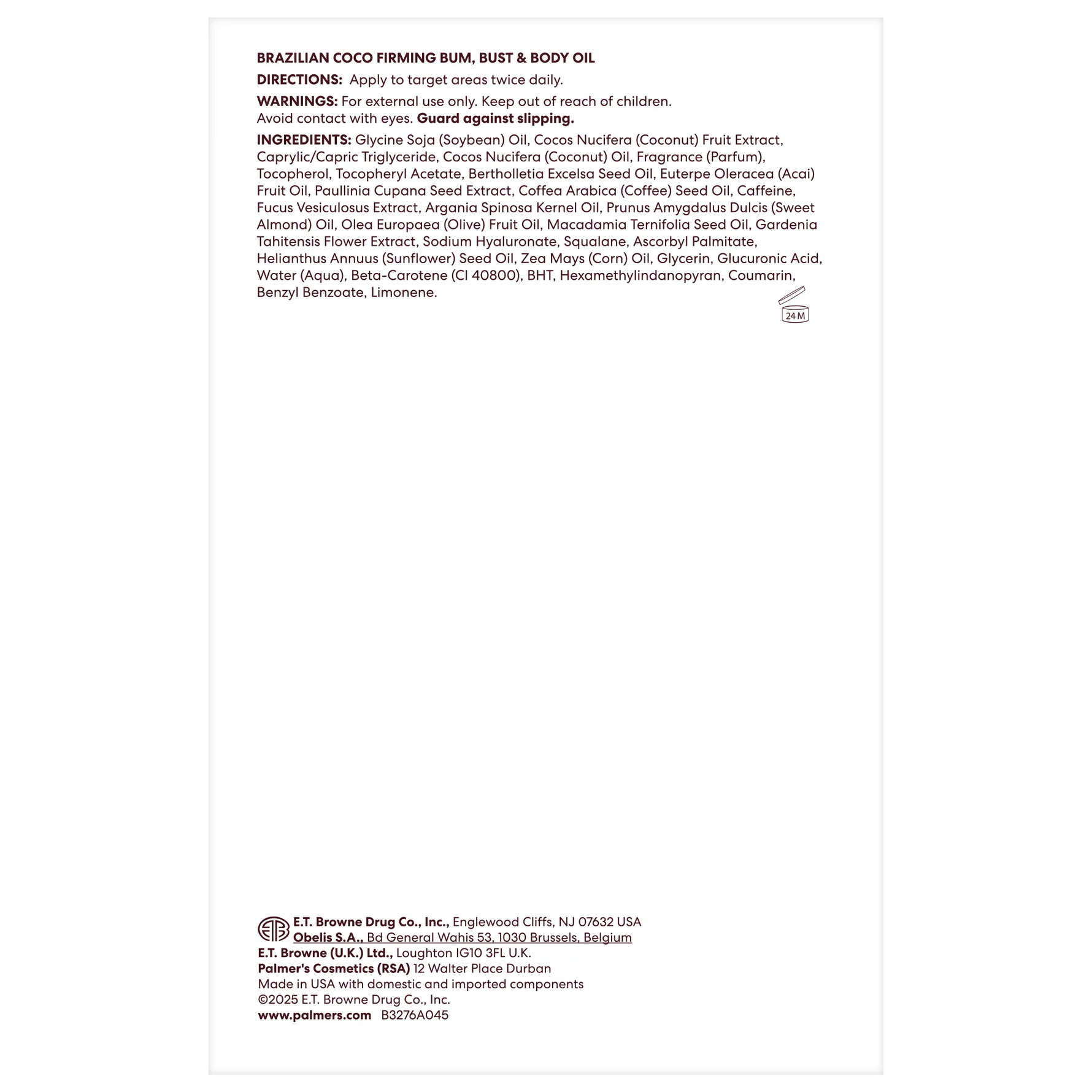 Product label with text and branding on a white background