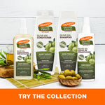 Palmer’s Olive Oil Hair & Scalp Oil with olive accents displayed.