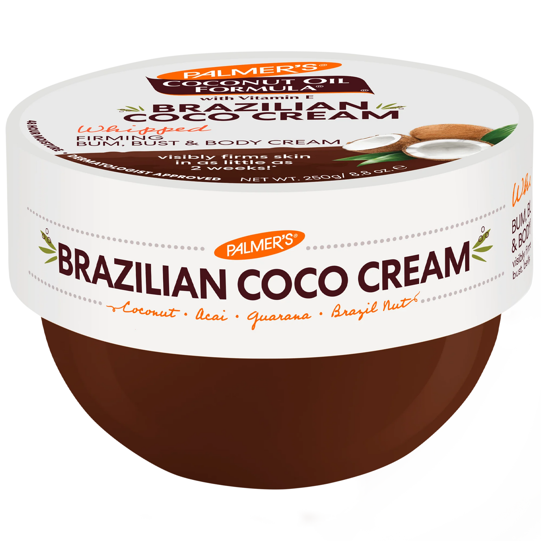 Jar of Palmer's Brazilian Coco Cream on a white background