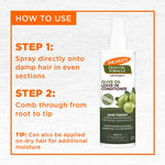 Palmer’s Olive Oil Leave-In Conditioner usage instructions and product features.
