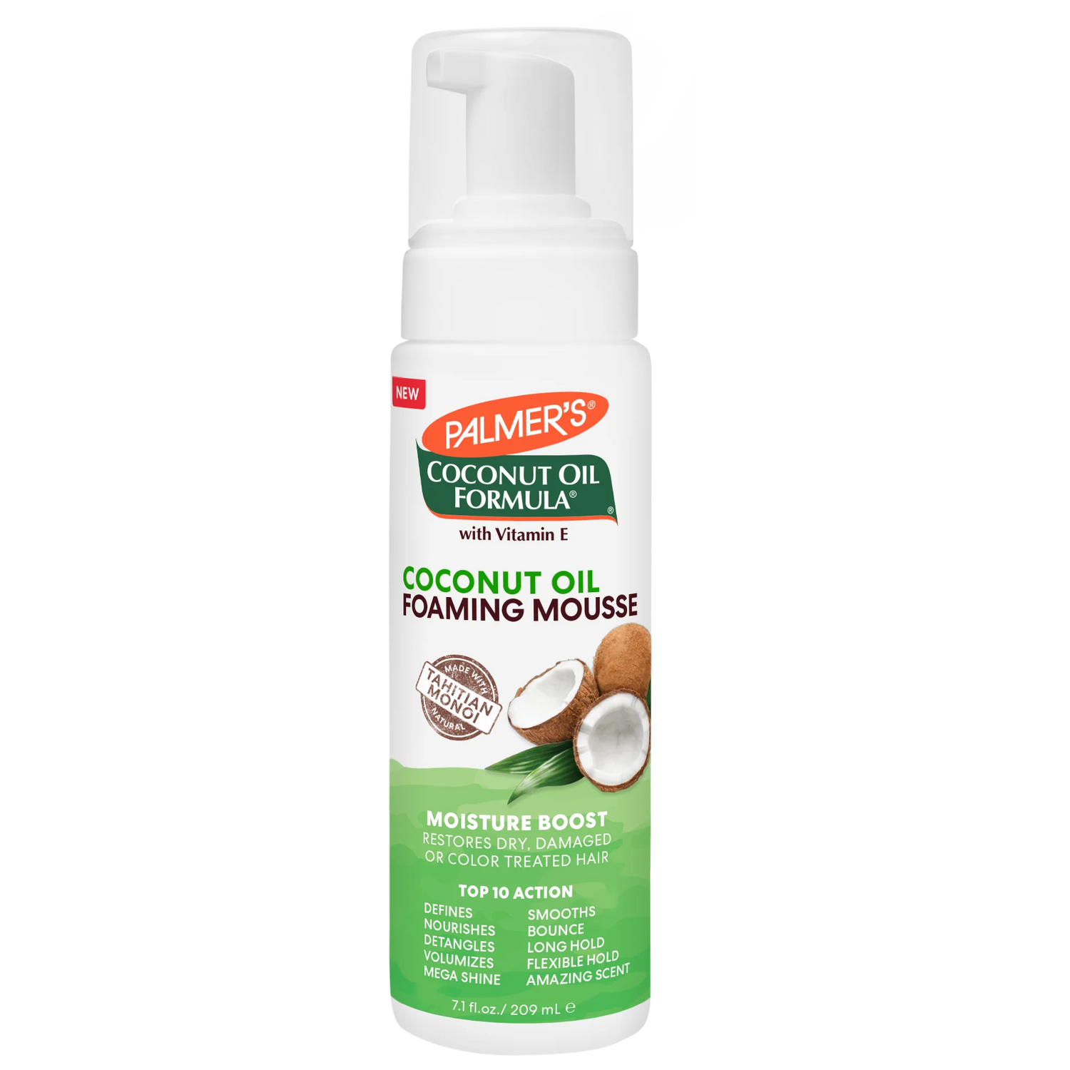 Palmer's Coconut Oil Foaming Mousse bottle on a white background