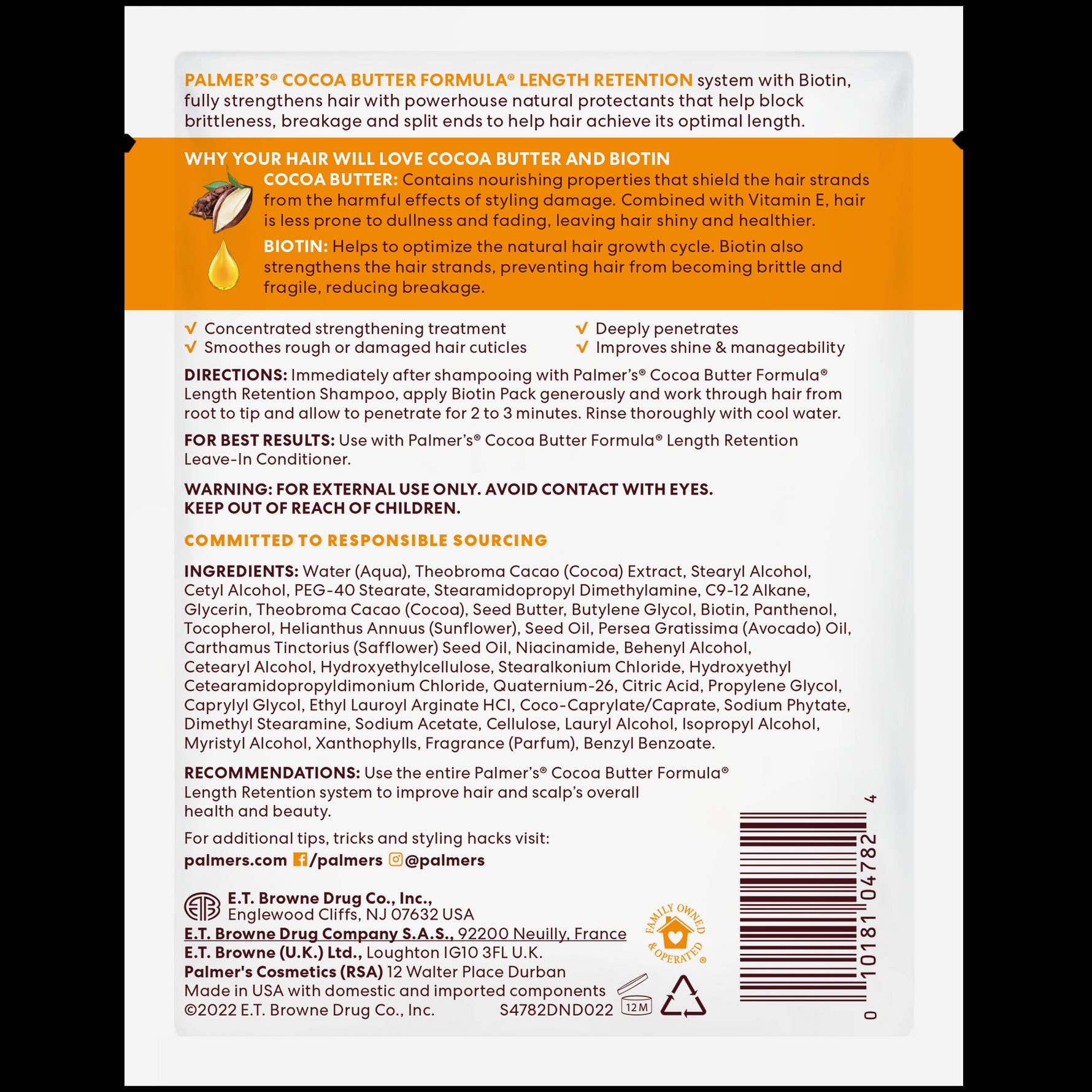 Cocoa Butter Hair Care Bundle back panel detailing benefits and usage.