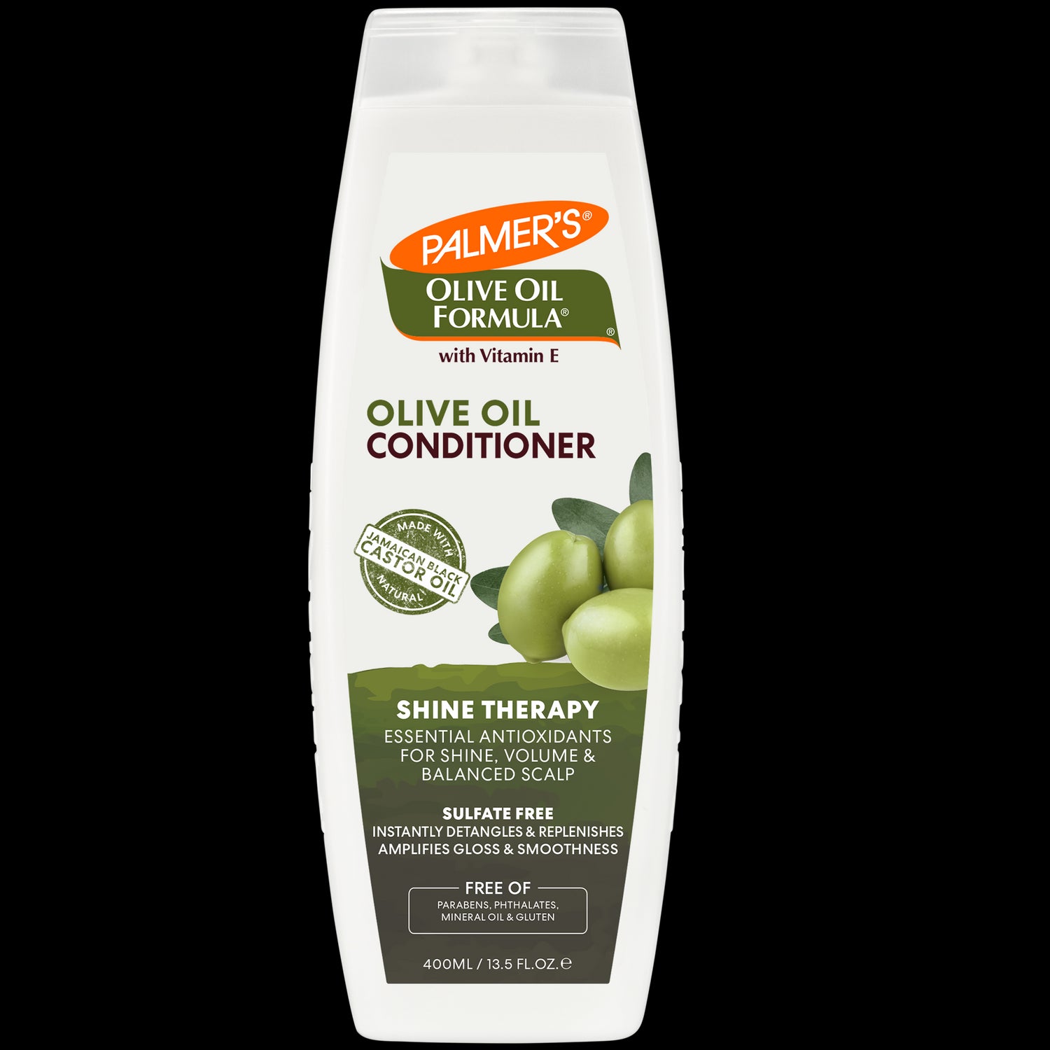 Palmer's Olive Oil Conditioner bottle with shine-enhancing formula.