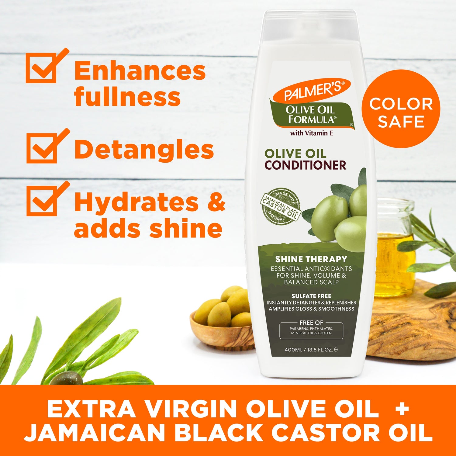 Palmer’s Olive Oil Conditioner with shine therapy benefits.