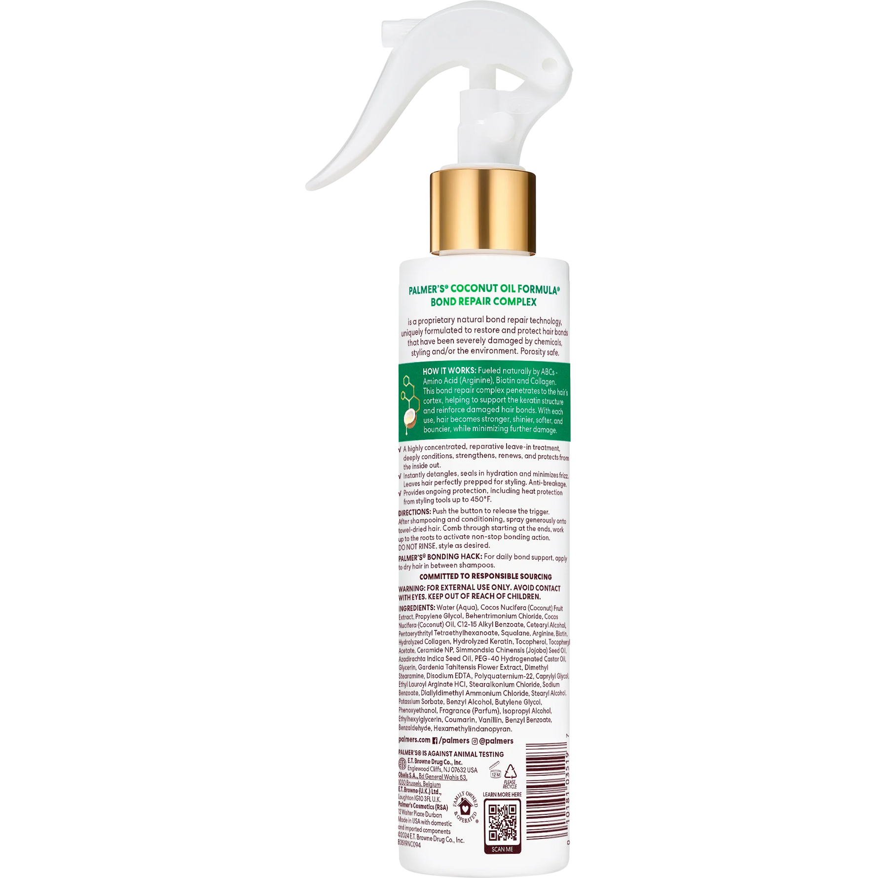 Hair care product bottle with a spray nozzle on a white background