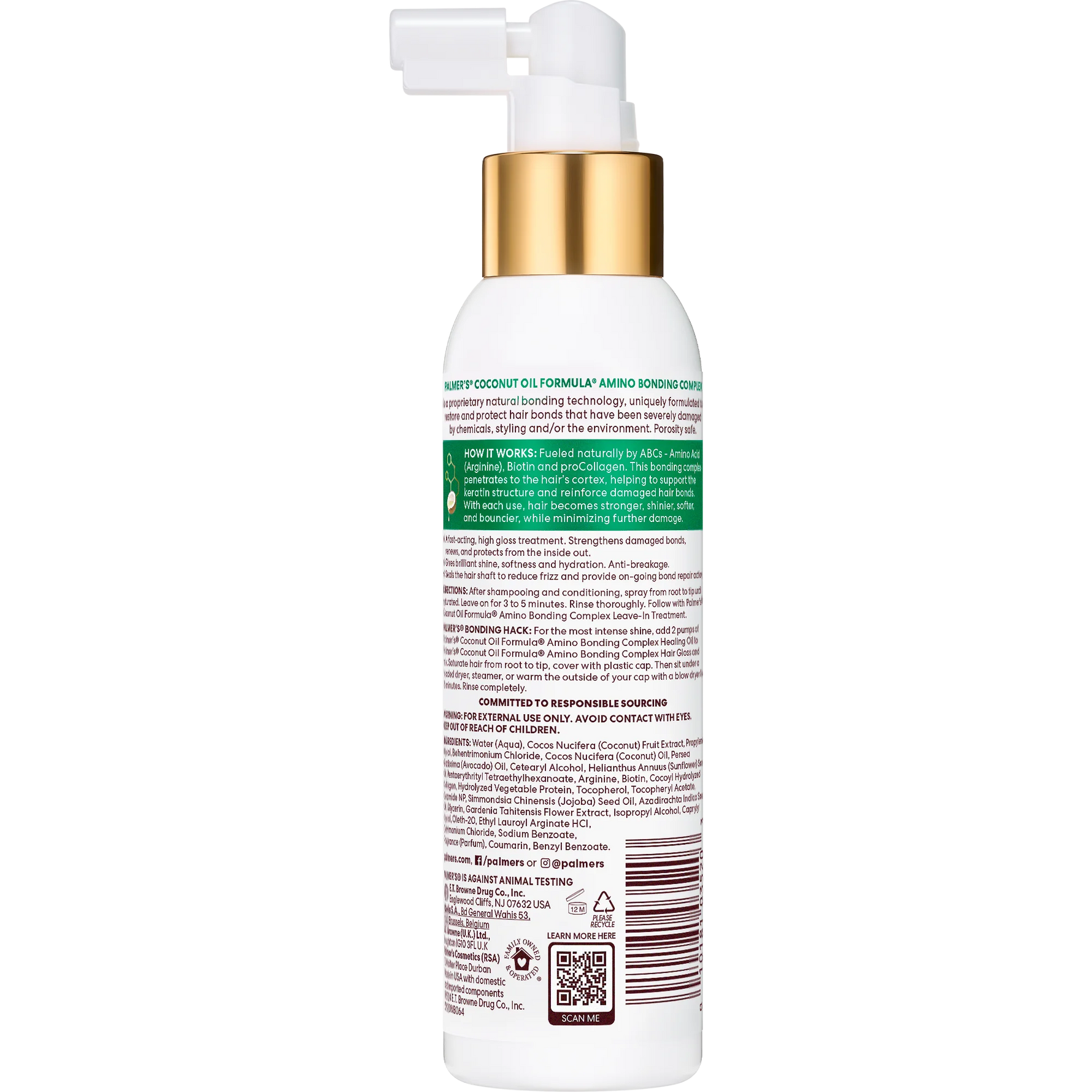 Bottle with gold cap and white label on a white background