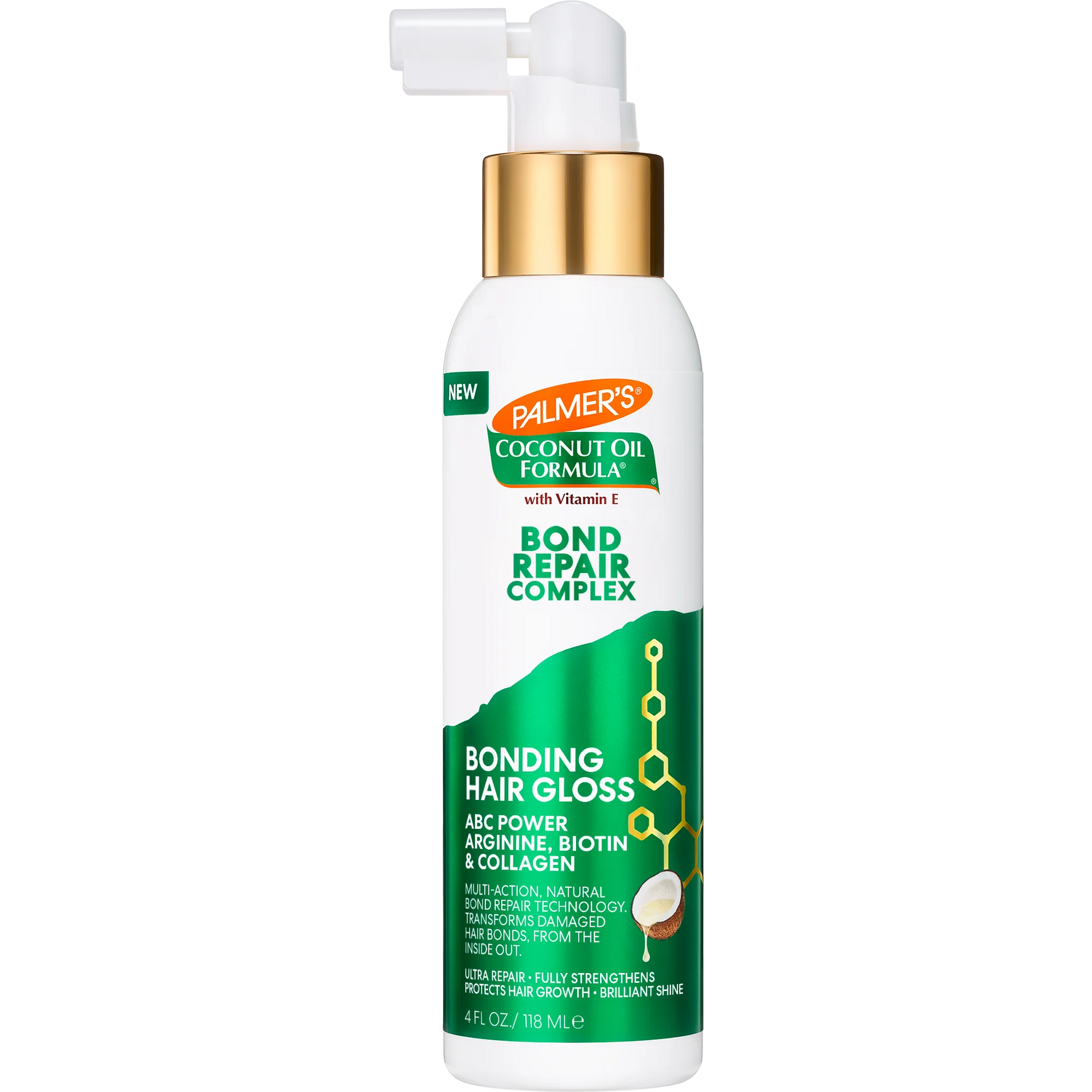 Palmer's Coconut Oil Formula Bond Repair Complex hair gloss bottle on a white background