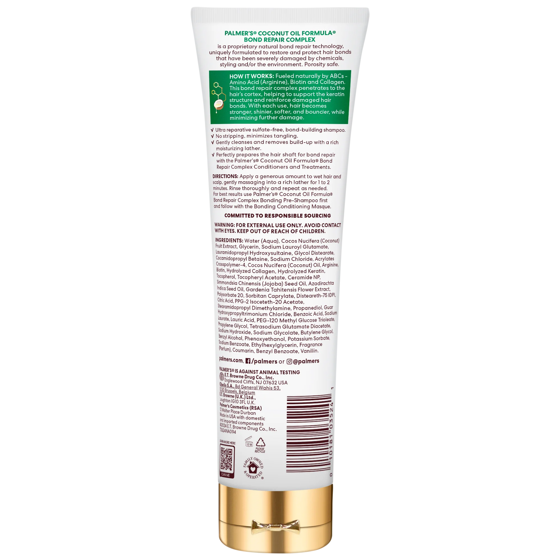 Back view of a cosmetic tube with text and branding on a white background