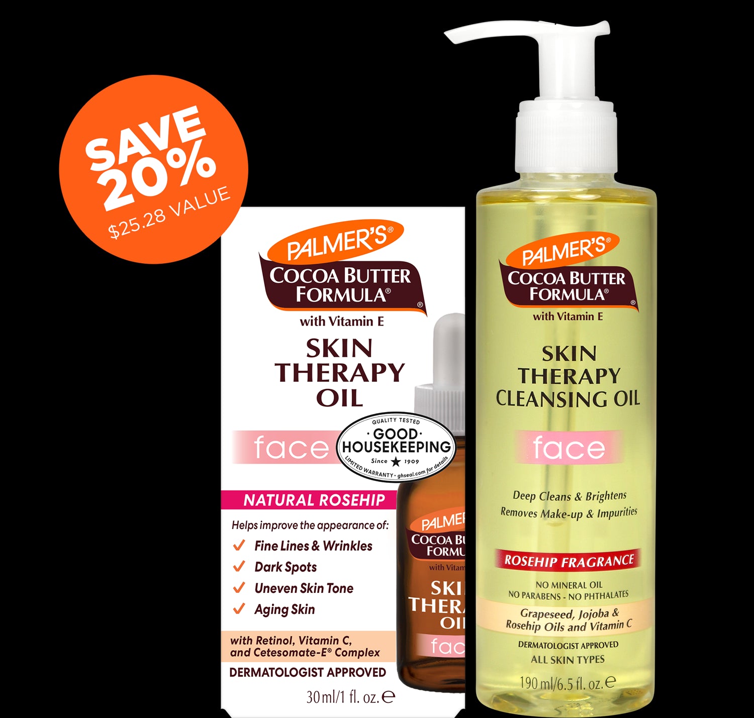 Skin Therapy Skincare Bundle: Save 20% on face oil and cleansing oil.