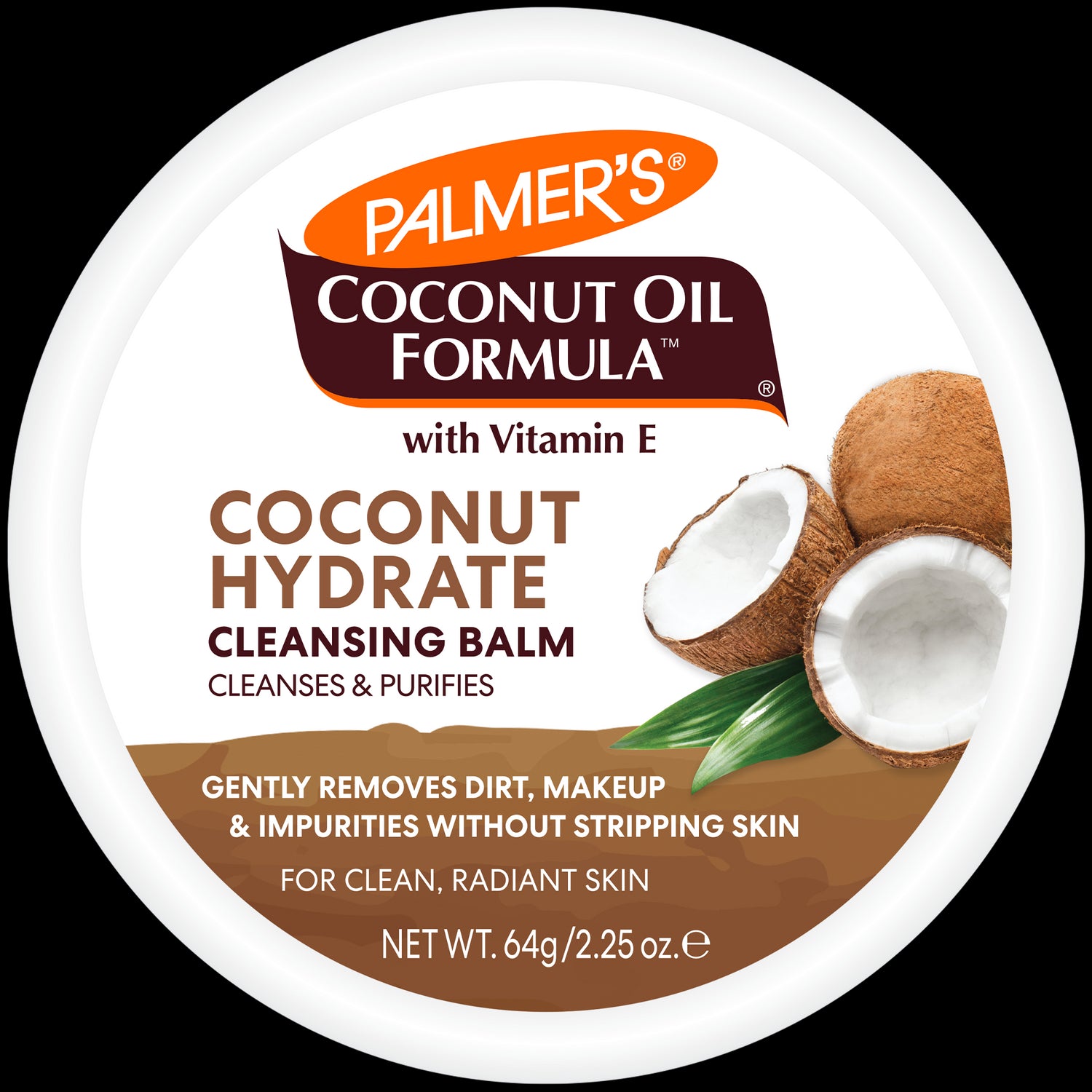 Palmer's Coconut Hydrate Cleansing Balm label with logo and coconuts.